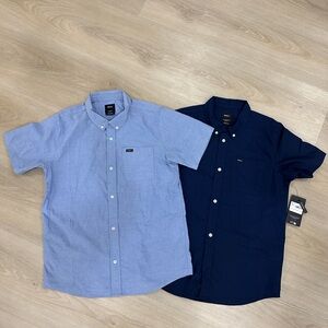 RVCA Bundle of 2, Boys XL (16), Navy and Blue Short Sleeve Button Down Shirt